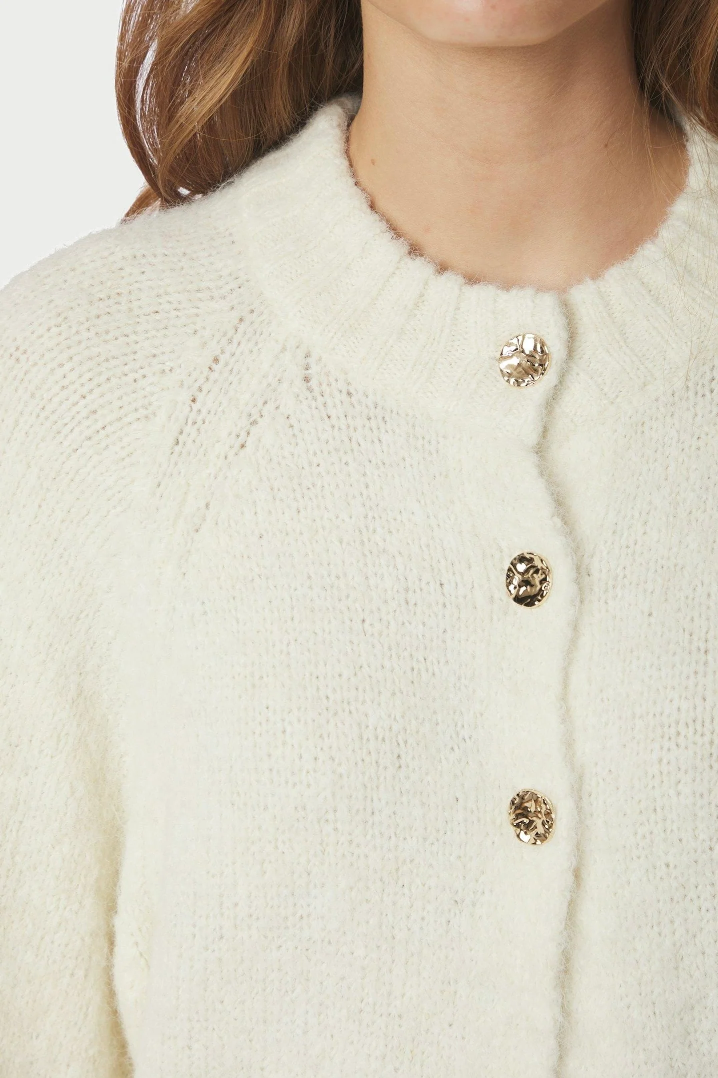 Benuta Fluffy Knit Cardigan | Off White | Strik fra Neo Noir - Image 5