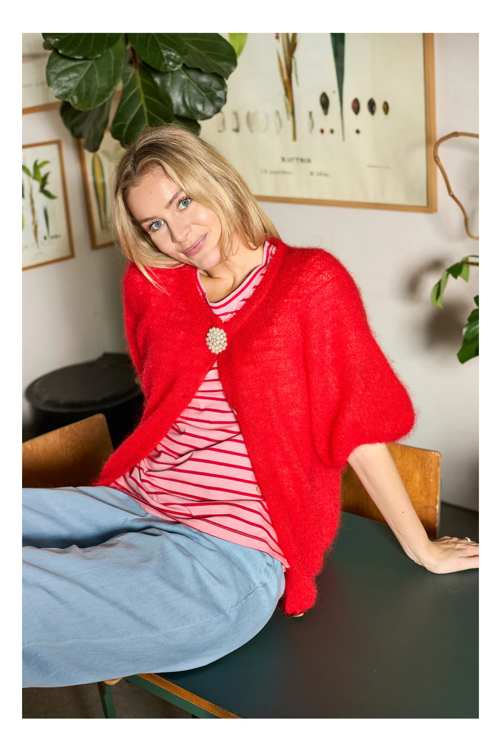 Bjoerk Patent Knit Cardigan | Red | Strik fra Black Colour - Image 3