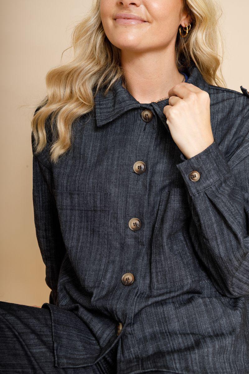 Box Shirt Jacket | Black Denim | Jakker fra Black Colour - Image 6