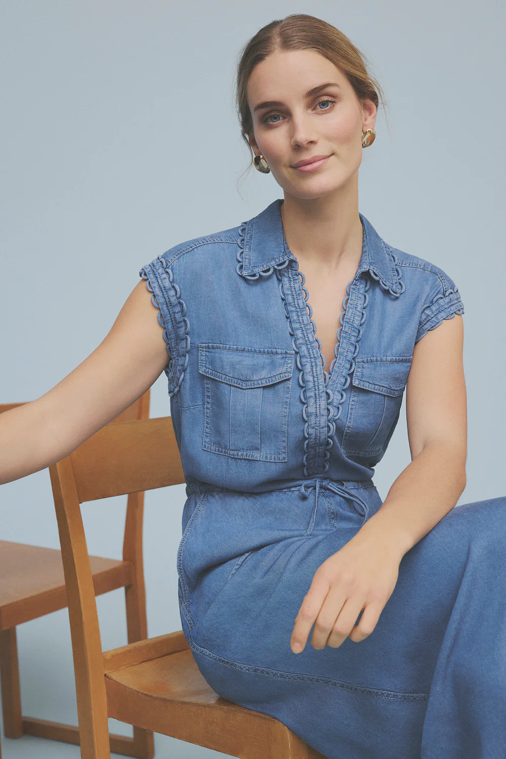 Britney Long Bias Cut Dress | Oil Blue | Kjoler fra Gustav - Image 3