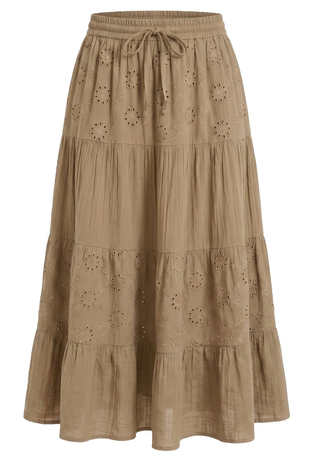 Broderie Anglaise Skirt | Camel | Nederdel fra Atelier C - Image 2