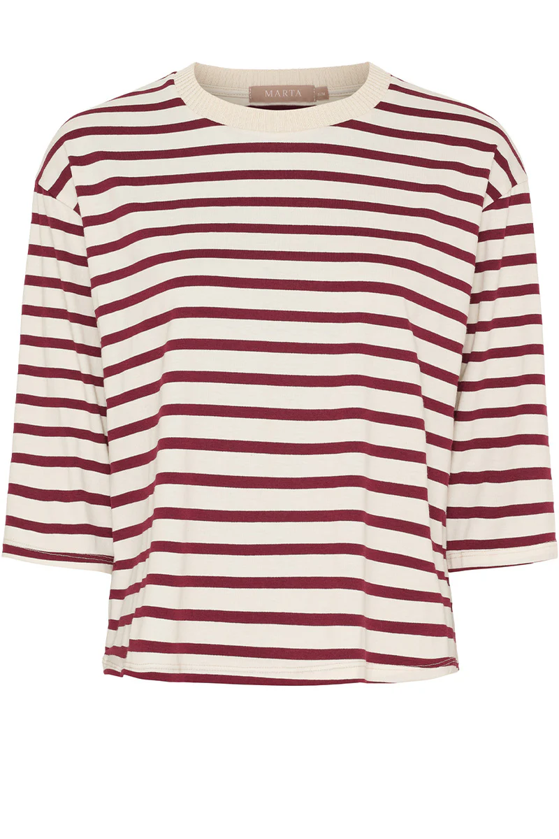 Brooklyn Tee | Beige/Bordeaux | T-shirt fra Marta du Chateau