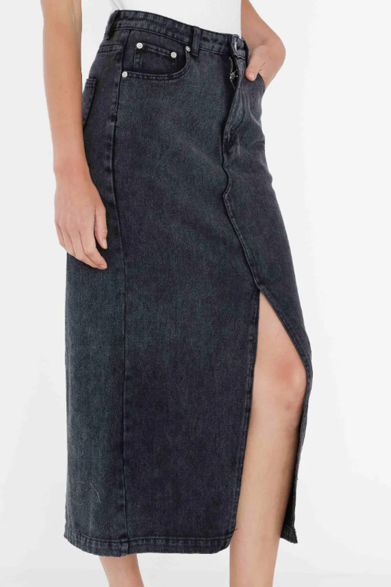 Bye Bye Birdie | Black | Denim nederdel fra Statebird