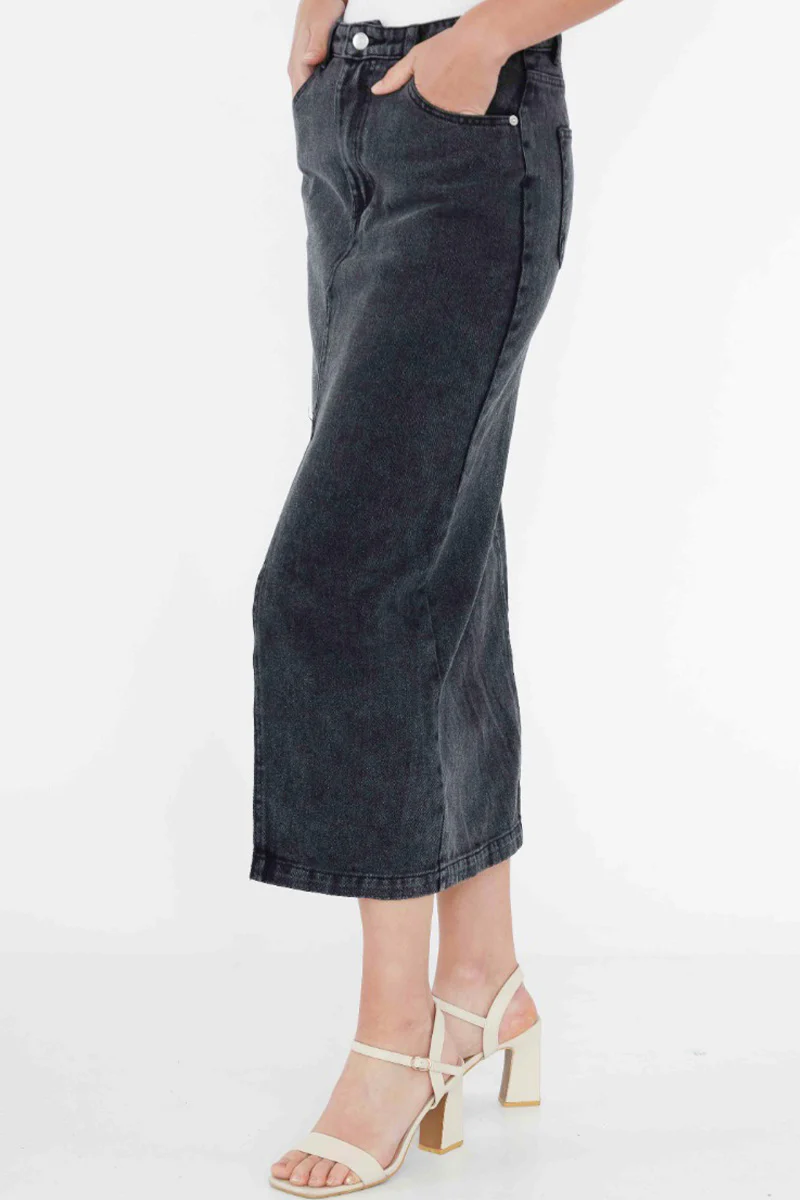 Bye Bye Birdie | Black | Denim nederdel fra Statebird - Image 3