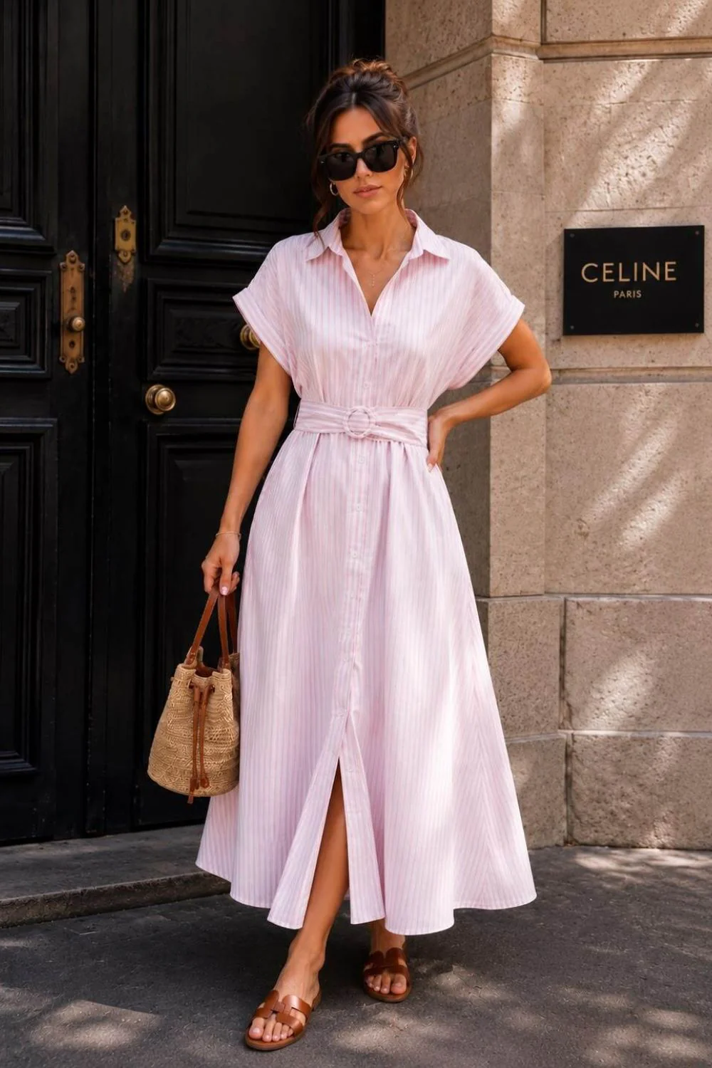 Cala Striped Shirt Dress | Pink - Image 3
