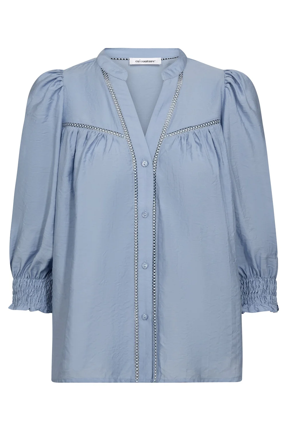 Callumcc Lace Puff V-Shirt | Pale Blue | Skjorte fra Co'Couture - Image 2