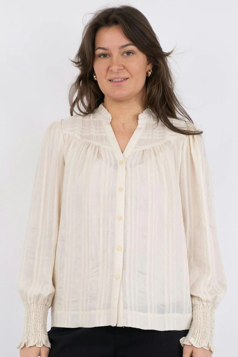 Camisa Stripe Blouse 162082 | Creme | Bluse fra Neo Noir - Image 6