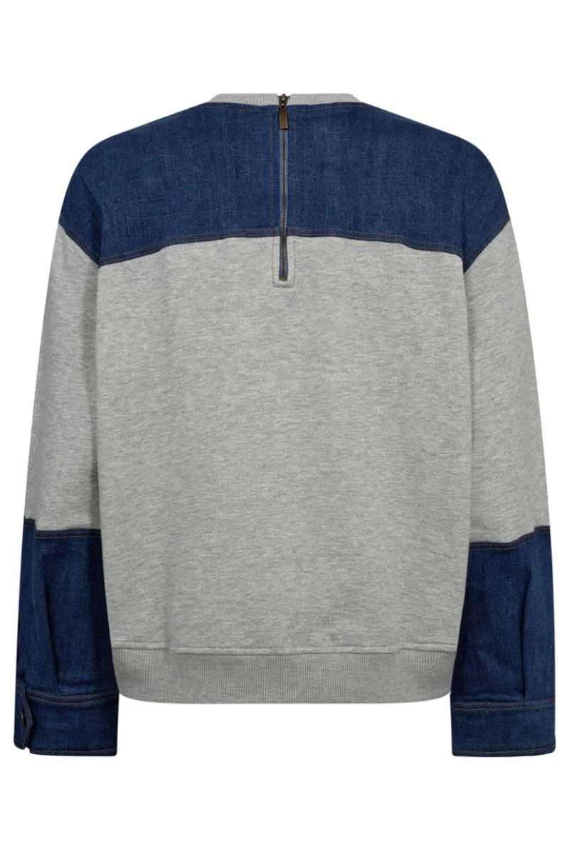 Candiz Denim Mix Sweat 37044 | Grey Melange | Sweatshirt fra Co'couture - Image 3