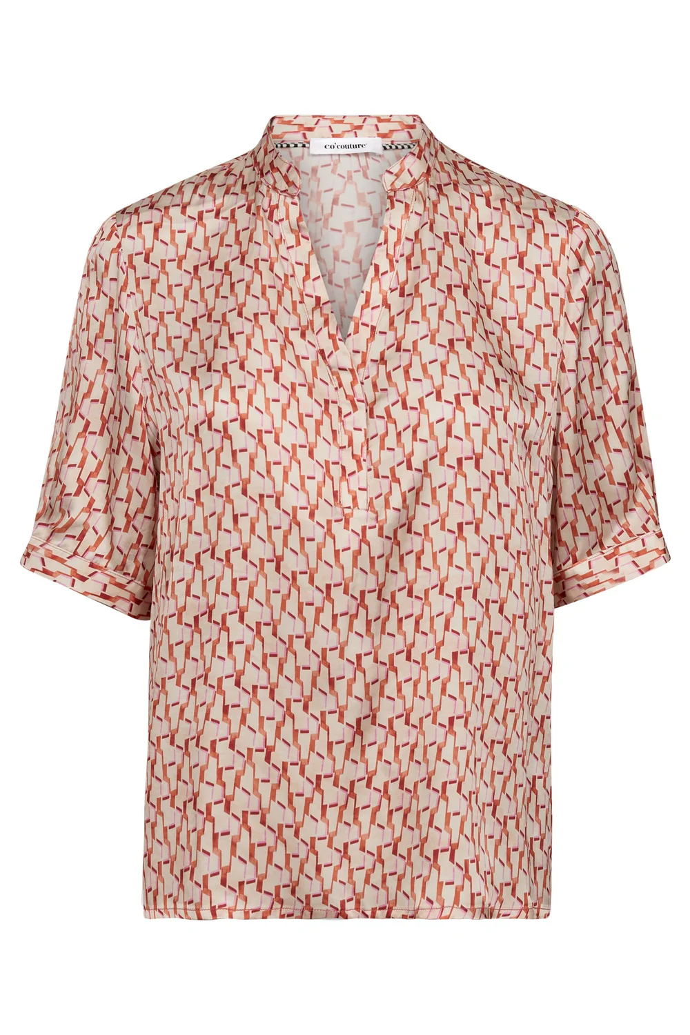 Carminecc Ss V-Blouse | Flame | Skjorte fra Co'Couture