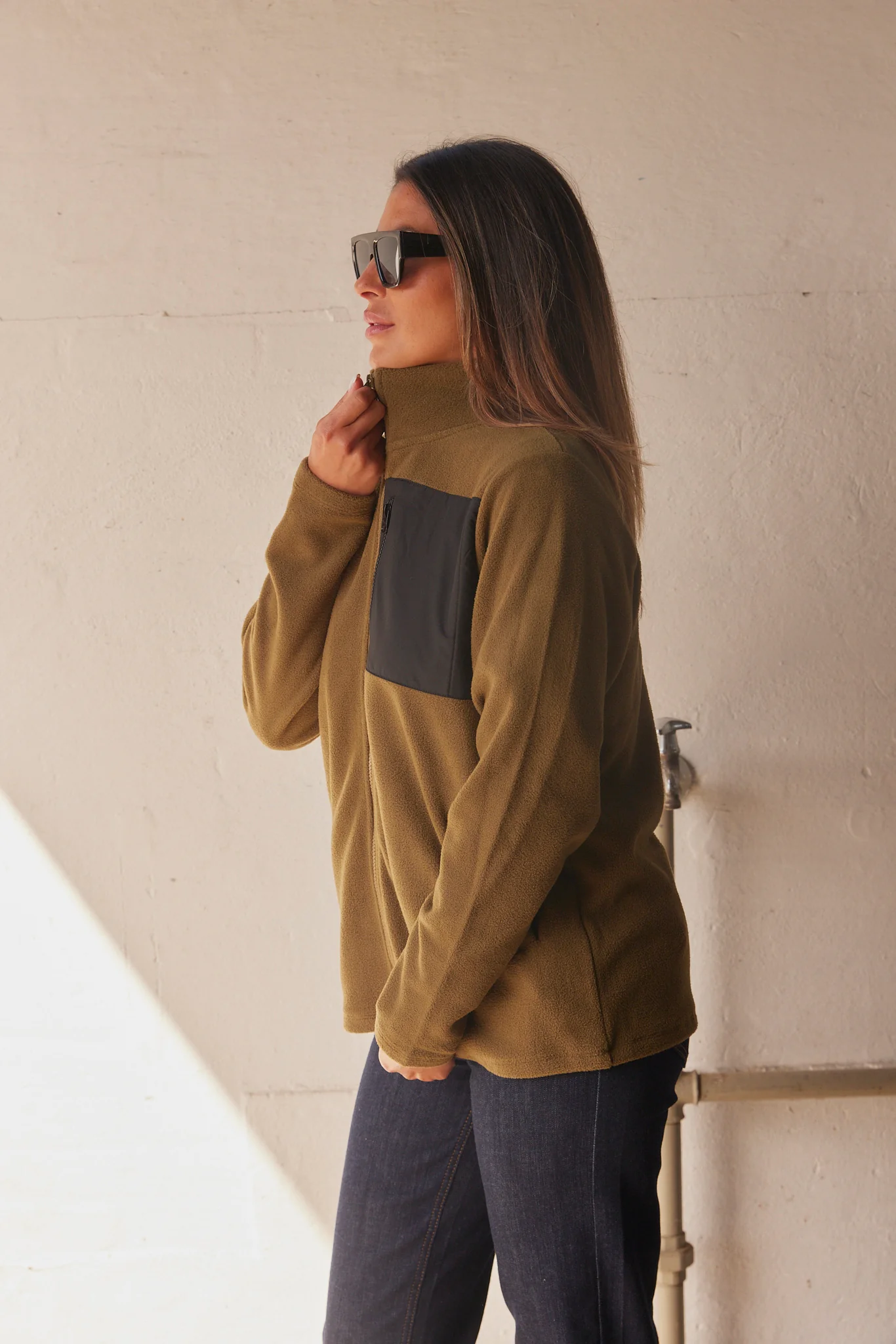 Carrow Fleece Jacket | Army | Jakke fra French Laundry - Image 3