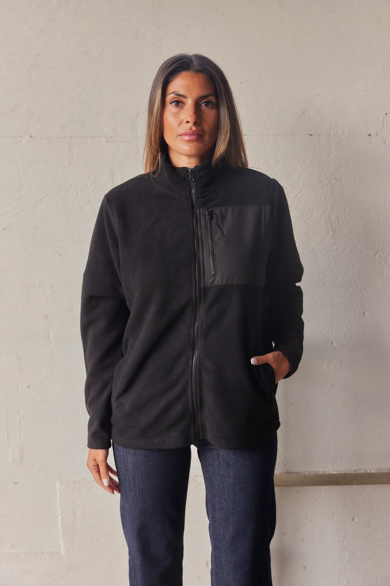 Carrow Fleece Jacket | Sort | Jakke fra French Laundry - Image 3