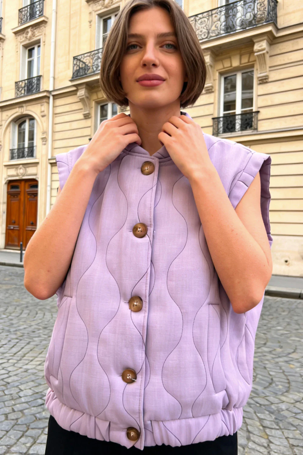 Casual quilted Vest | Lilac | Vest fra Avery - Image 4