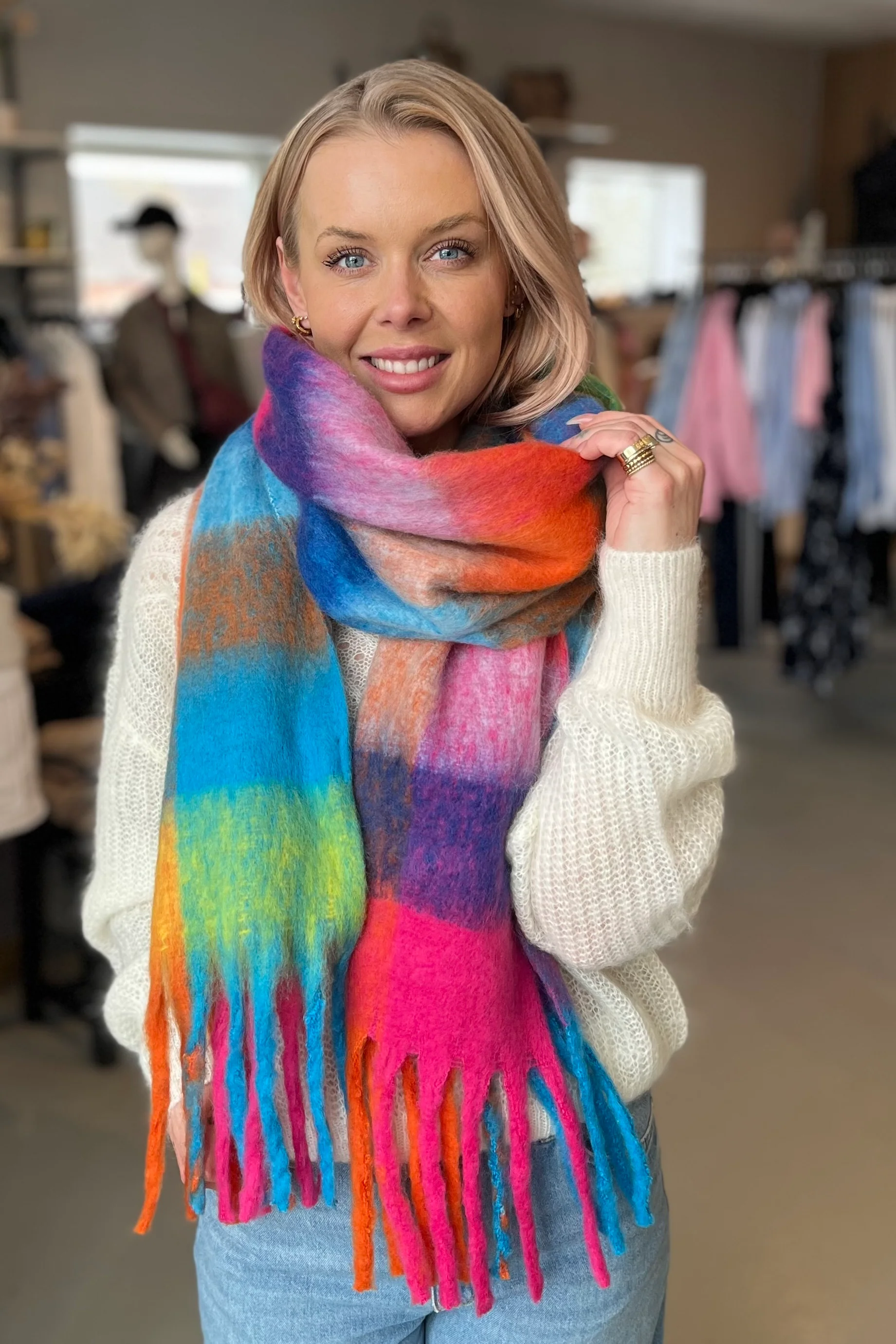 Warm Wool Colorblock Scarf | Multi - Image 2