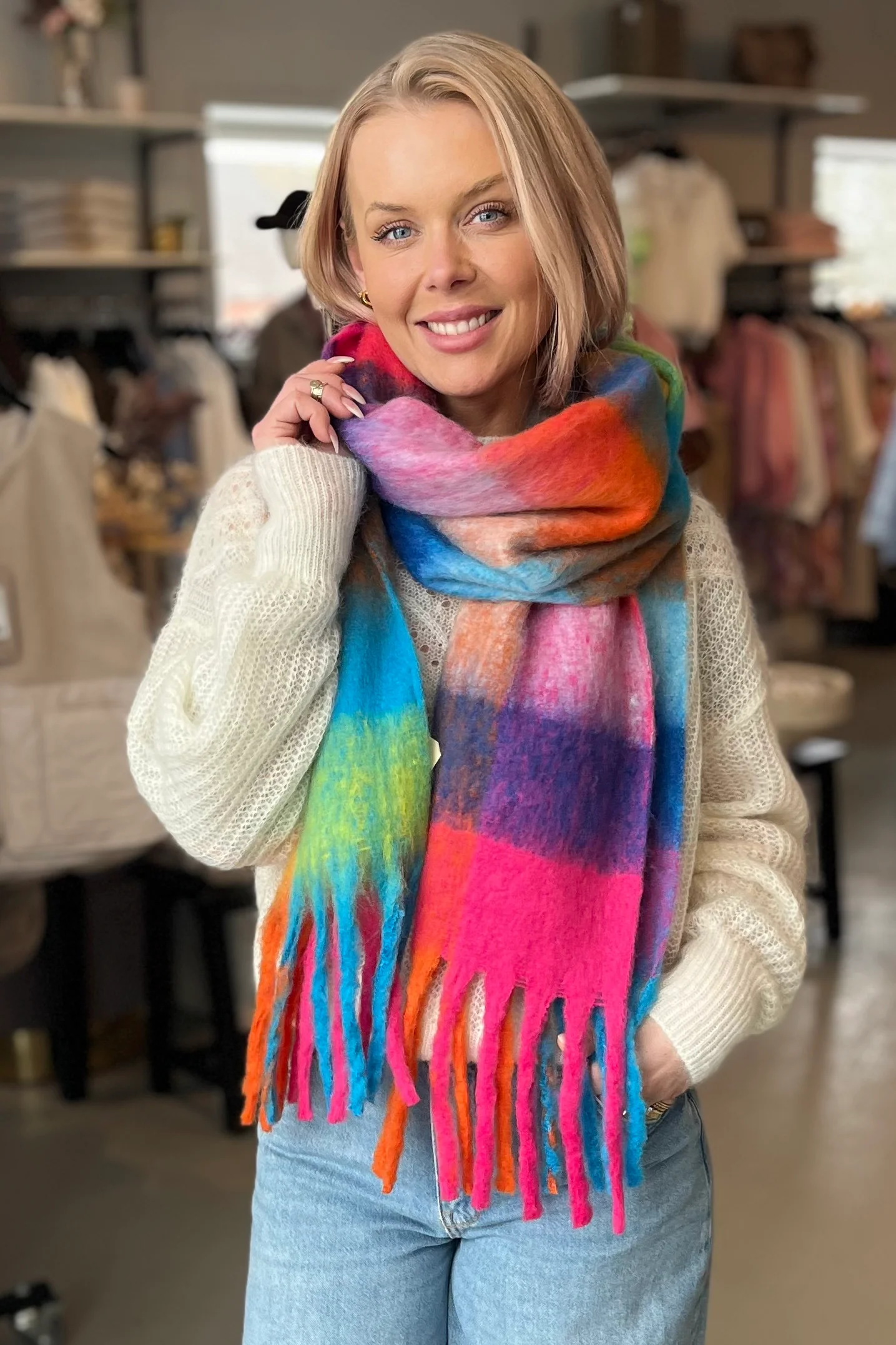 Warm Wool Colorblock Scarf | Multi - Image 4