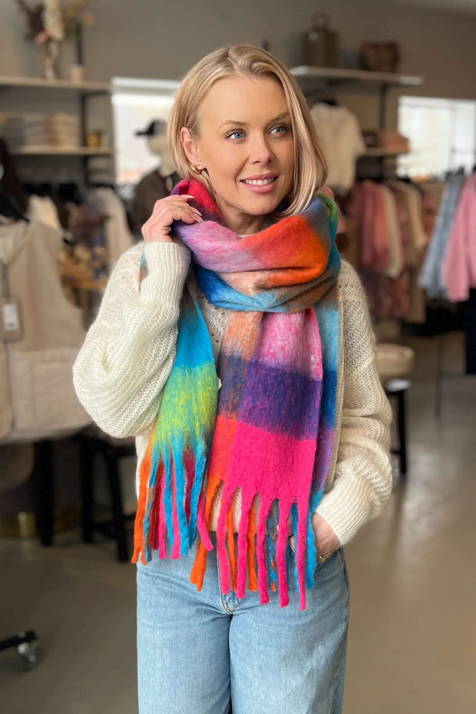 Warm Wool Colorblock Scarf | Multi - Image 5