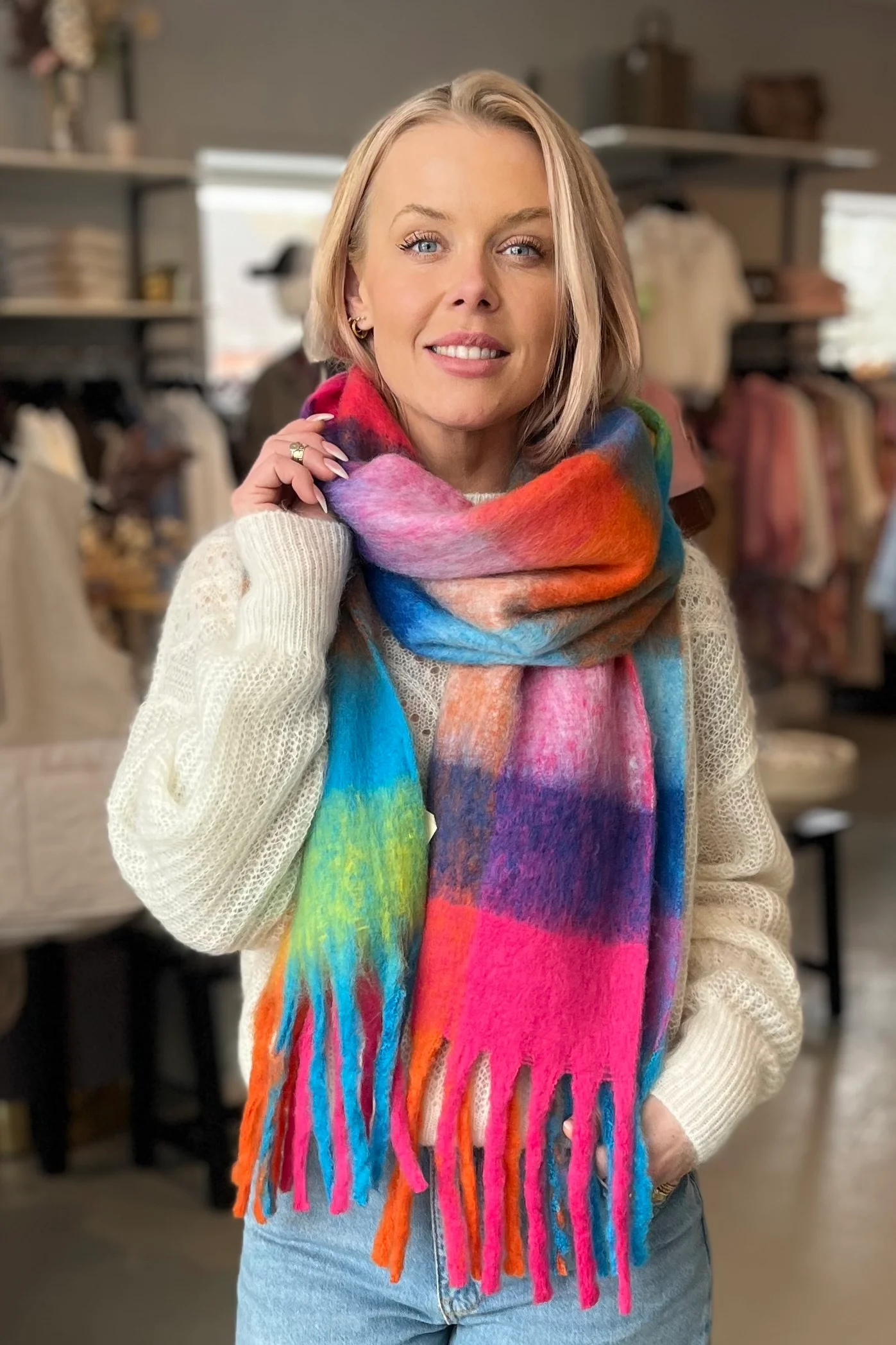 Warm Wool Colorblock Scarf | Multi - Image 6