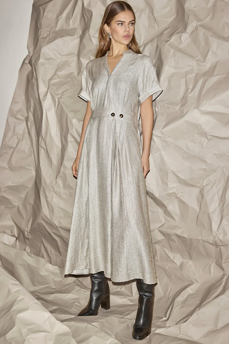 Cher Wrap SS Dress 46124 | Silver | Kjole fra Co'couture - Image 4