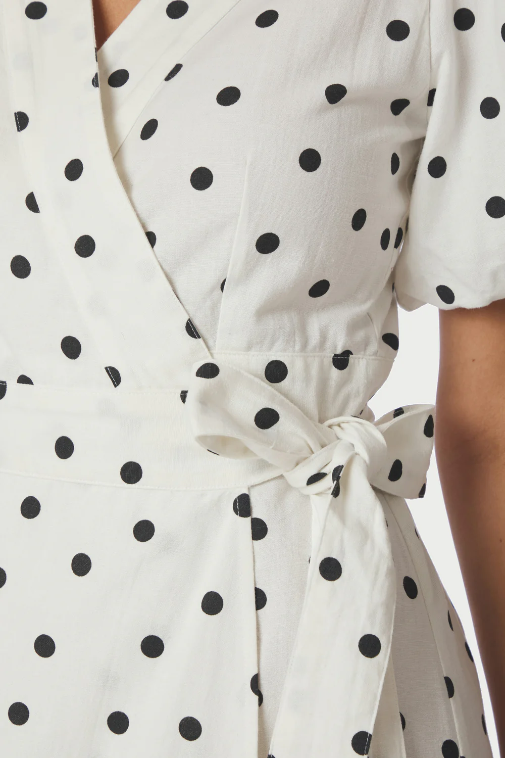 Clarine Linen Dot Dress | White - Image 5