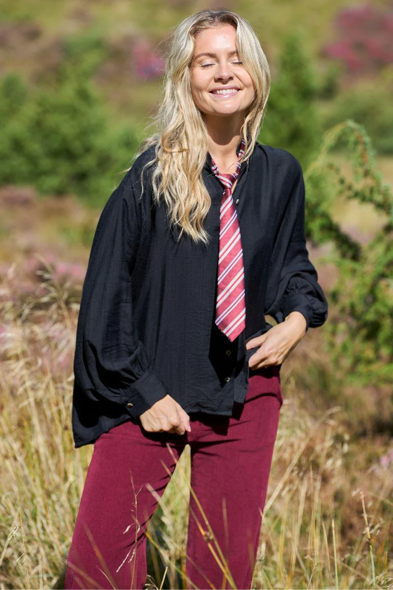 Cora Corduroy Box Pant | Wine | Bukser fra Black Colour - Image 6