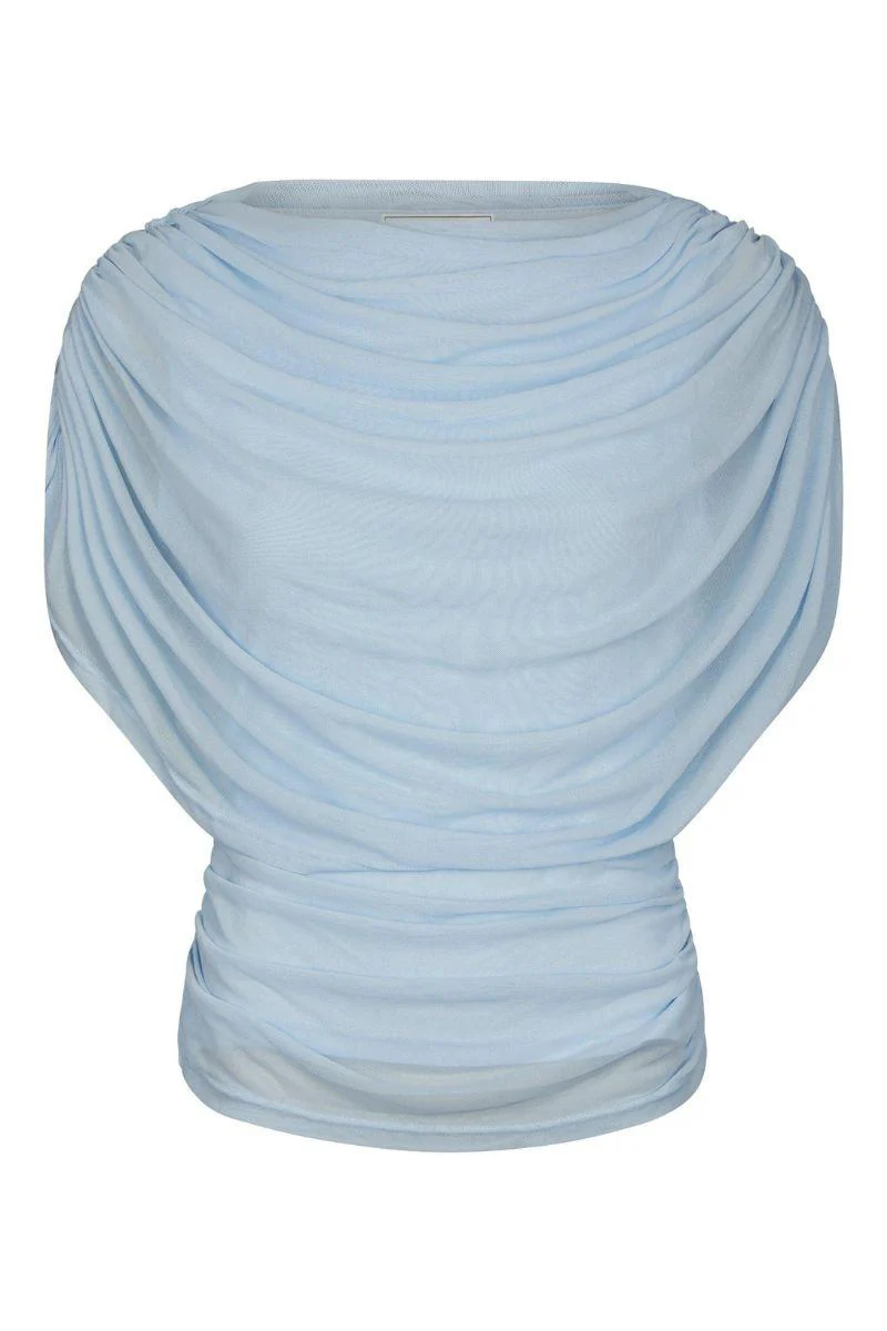Cottuna Drapy Mesh Top | Light Blue | Bluse fra Neo Noir - Image 2