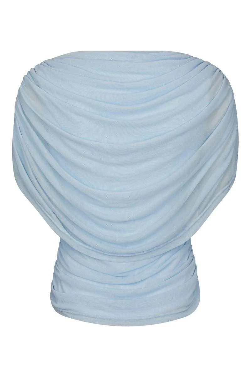 Cottuna Drapy Mesh Top | Light Blue | Bluse fra Neo Noir - Image 4