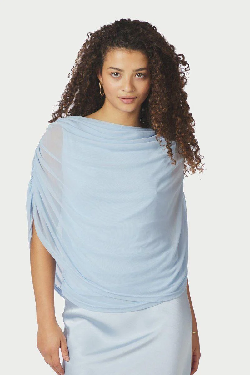 Cottuna Drapy Mesh Top | Light Blue | Bluse fra Neo Noir - Image 7