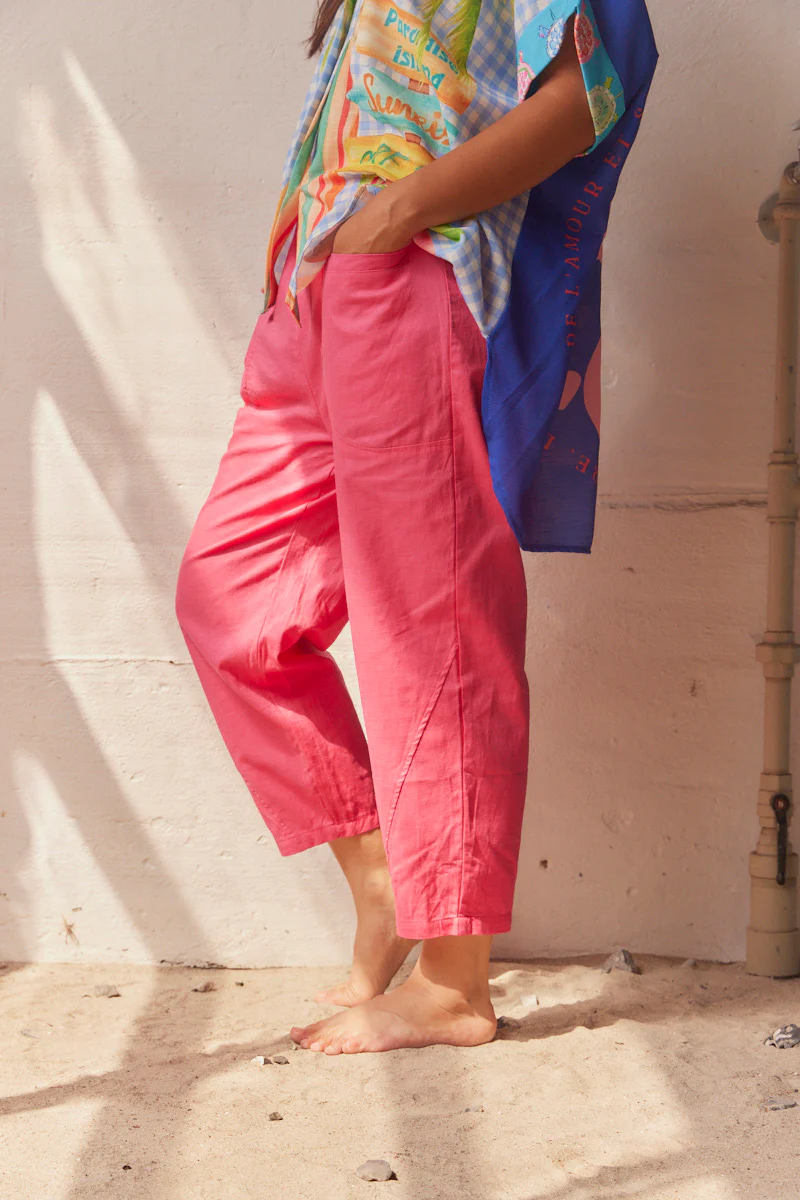 Cropped Pants FY016 | Fuchsia | Bukser fra Atelier C - Image 3