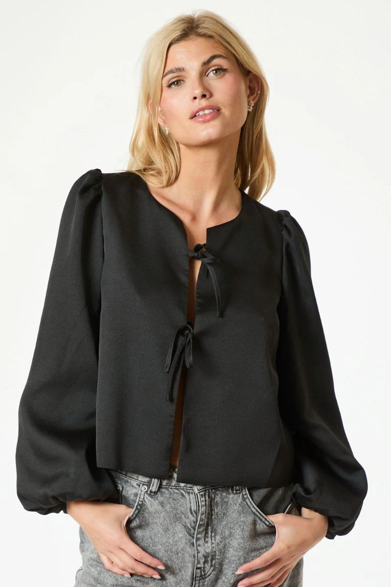 Daliska Dull Satin Blouse | Black | Bluse fra Neo Noir - Image 7