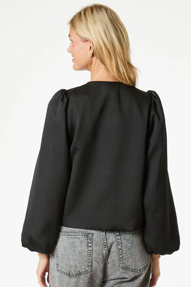 Daliska Dull Satin Blouse | Black | Bluse fra Neo Noir - Image 8