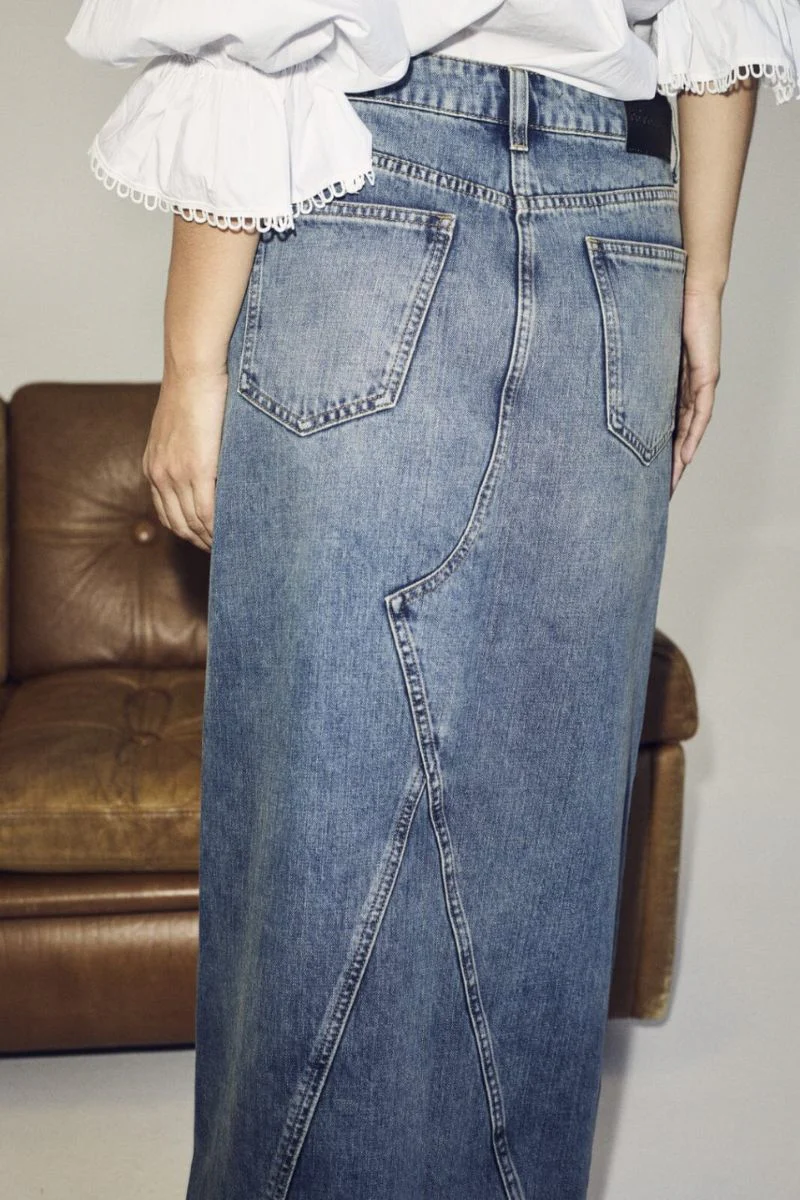 Darin Long Slit Skirt 34148 | Denim blue | Nederdel fra Co'couture - Image 3