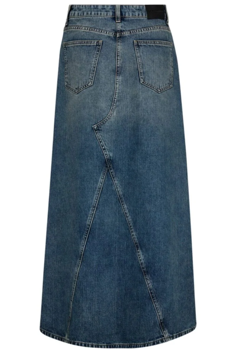 Darin Long Slit Skirt 34148 | Denim blue | Nederdel fra Co'couture - Image 4