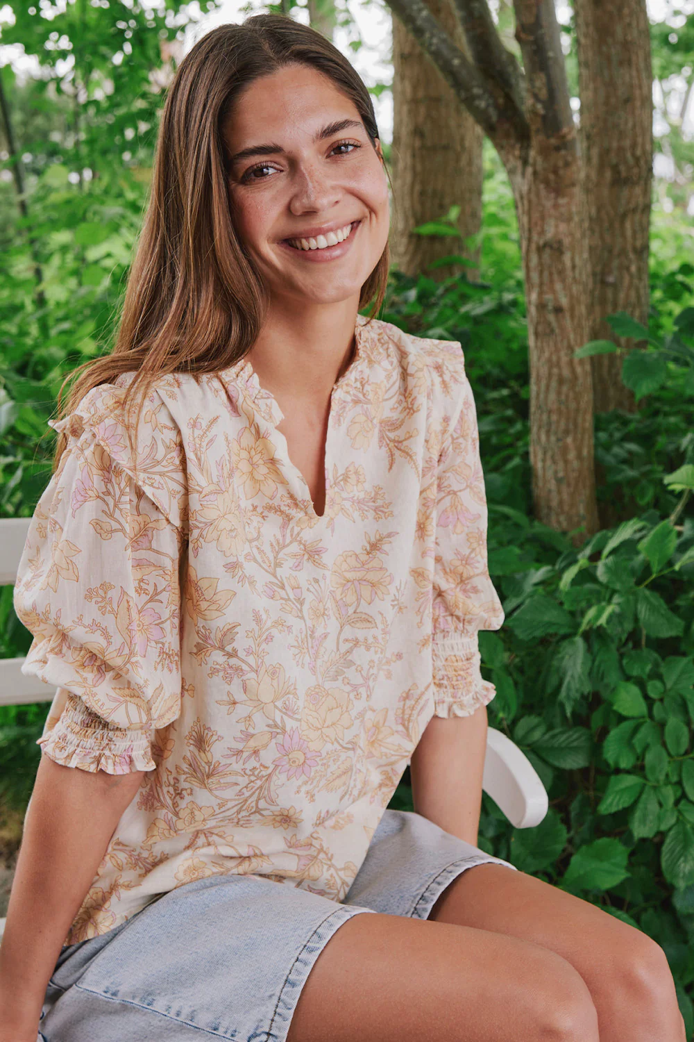 Davina Rose Field Blouse | Dusty Yellow | Bluse fra Neo Noir