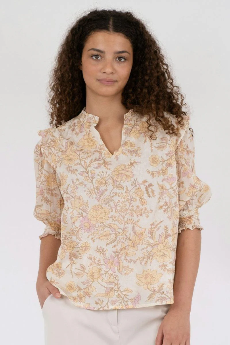 Davina Rose Field Blouse | Dusty Yellow | Bluse fra Neo Noir - Image 4