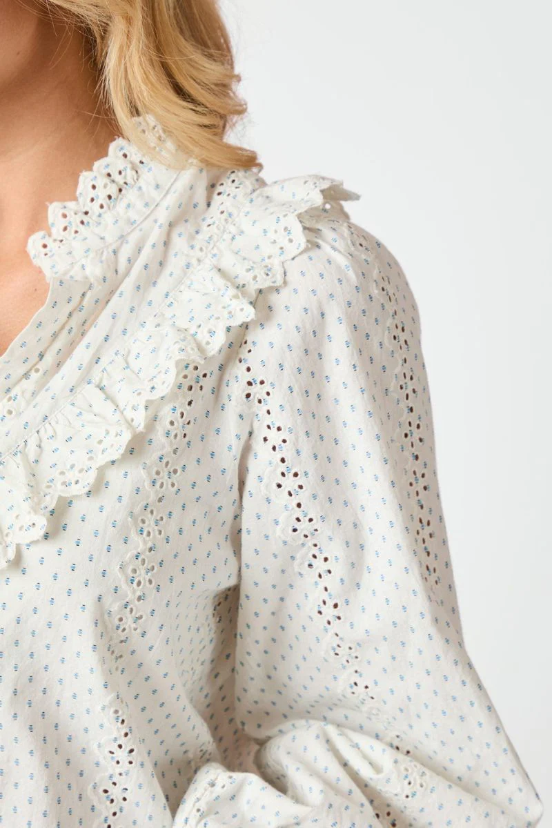 Degas Embroidery Blouse 163440 | Off White | Bluse fra Neo Noir - Image 3