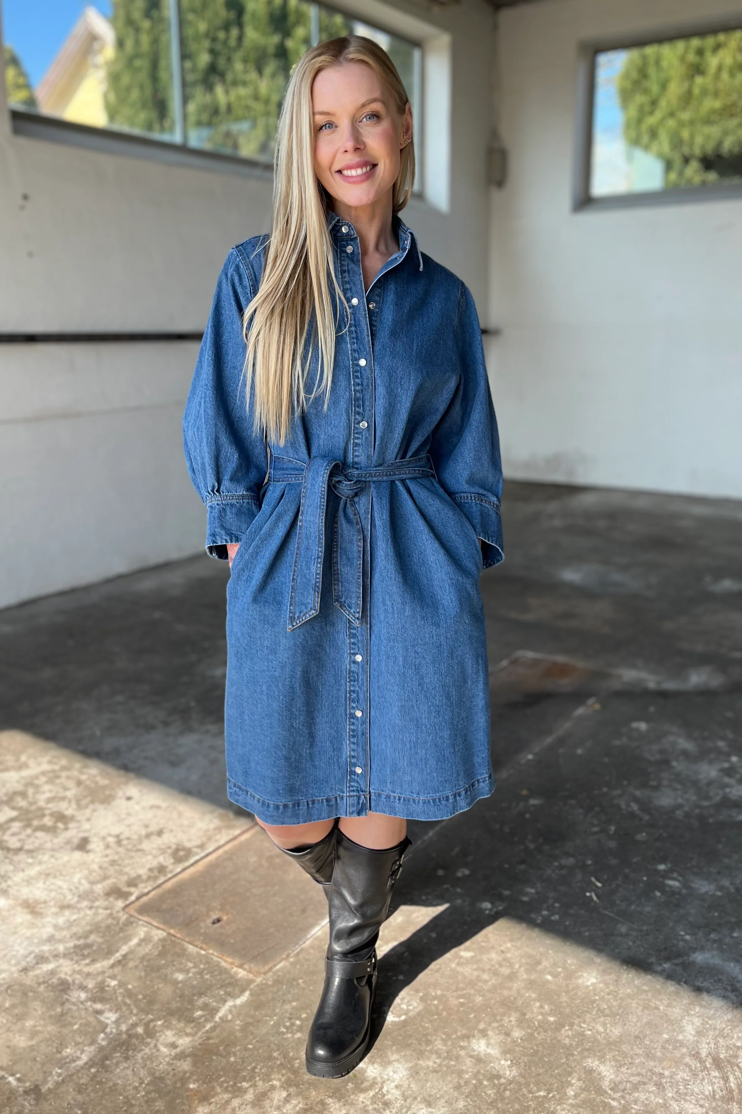 Delina Denim SS Dress 36451 | Dark Denim | Kjole fra Co'couture - Image 6