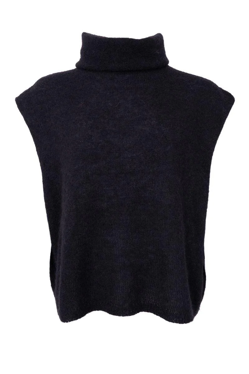 Dell Roll Neck Knit Vest | Black | Strik fra Black Colour - Image 2