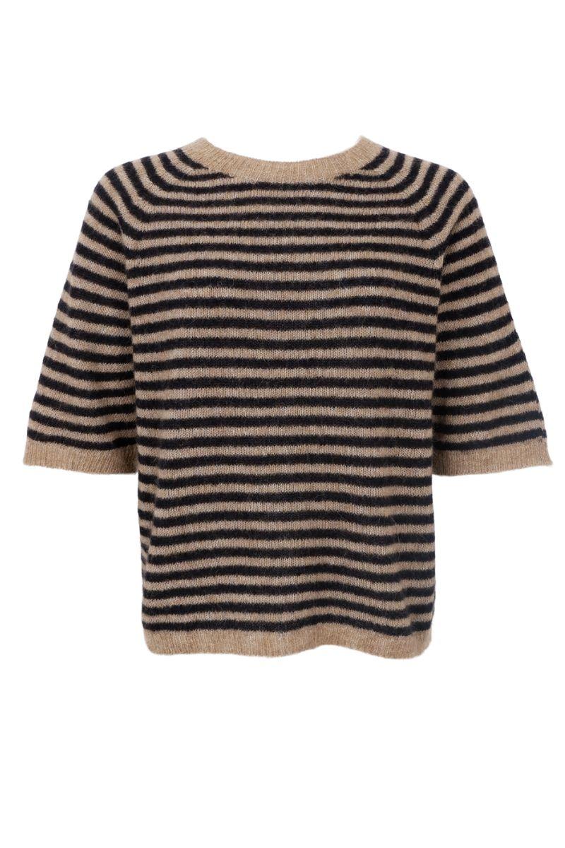 Dell Striped Jumper | Black | Strikket Top fra Black Colour