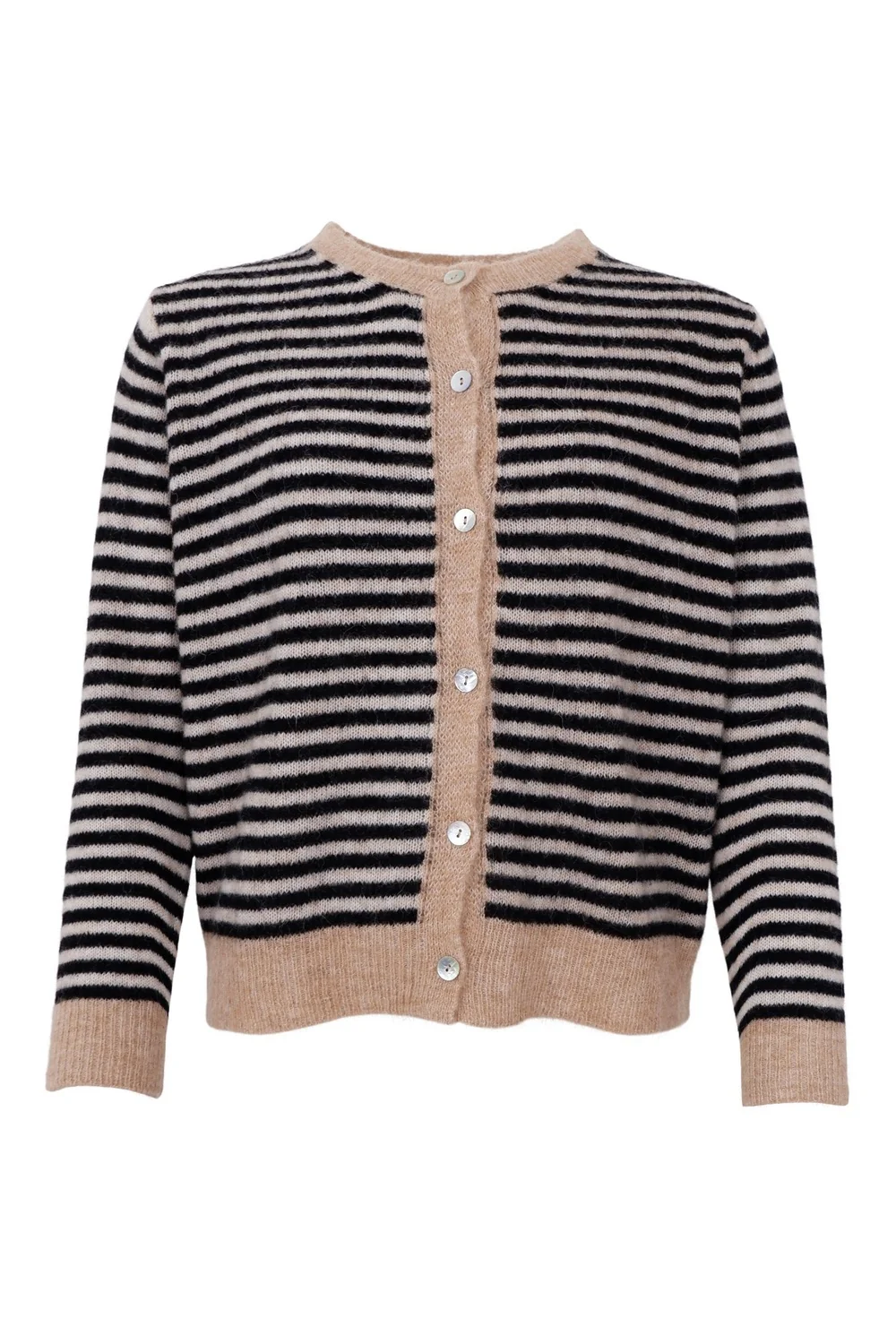 Dell Striped Knit Cardigan | Black | Strik fra Black Colour