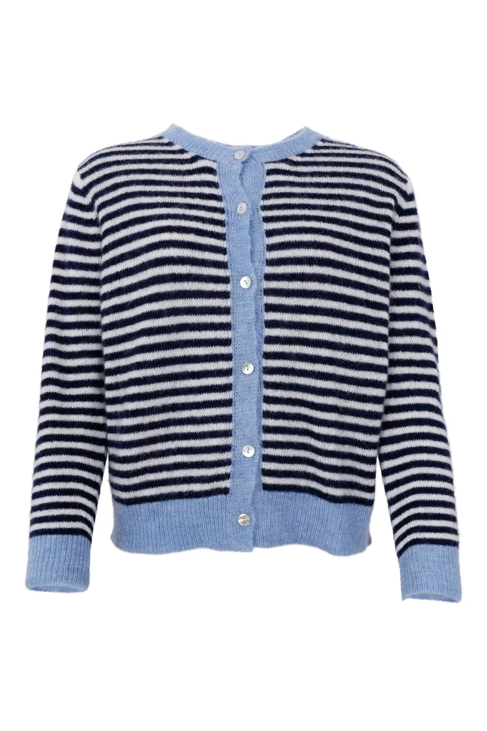 Dell Striped Knit Cardigan | Navy | Strik fra Black Colour - Image 2
