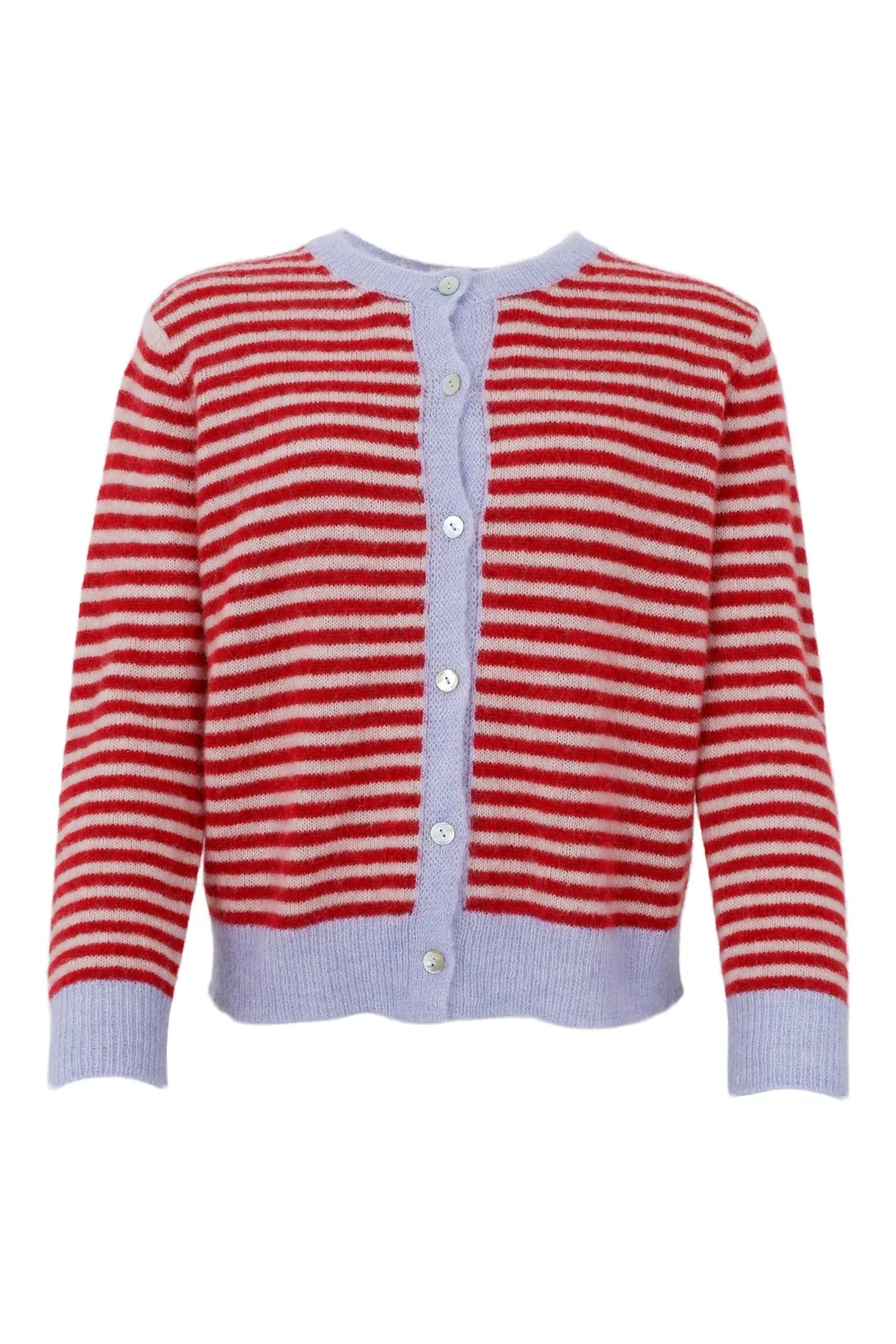 Dell Striped Knit Cardigan | Red | Strik fra Black Colour - Image 2