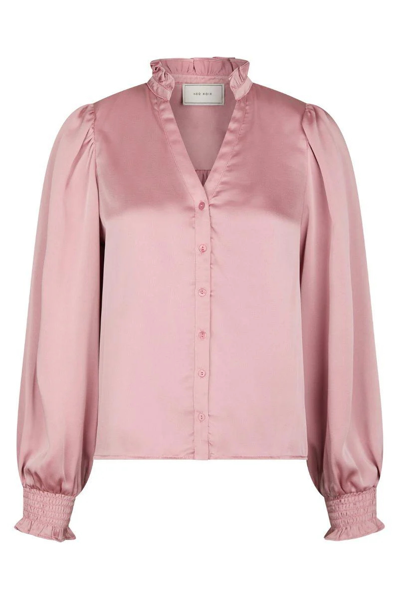 Delsie Drapy Sateen Blouse | Light Pink | Bluse fra Neo Noir - Image 2