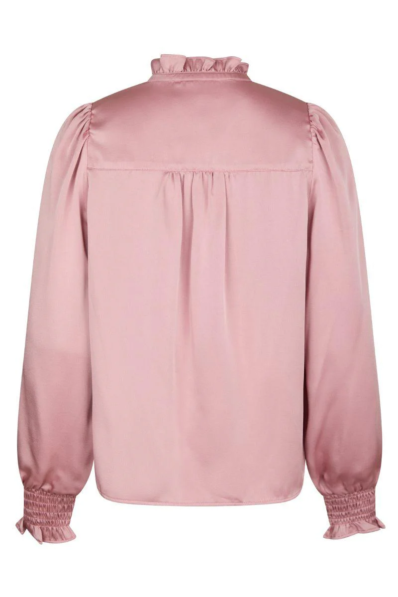 Delsie Drapy Sateen Blouse | Light Pink | Bluse fra Neo Noir - Image 4