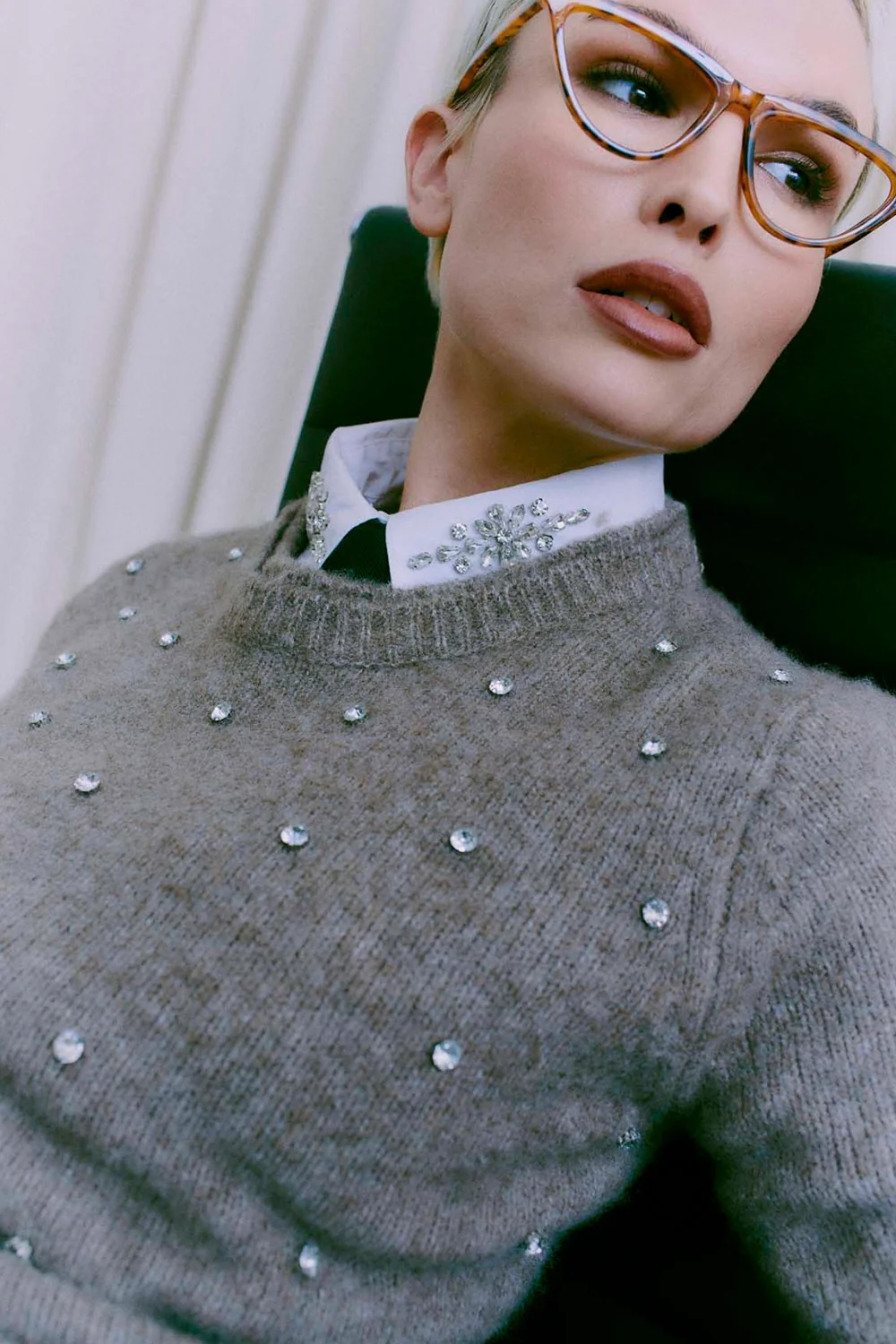 Diamond Pullover 204682 | Med. Grey Melange | Strik fra Copenhagen Muse - Image 2