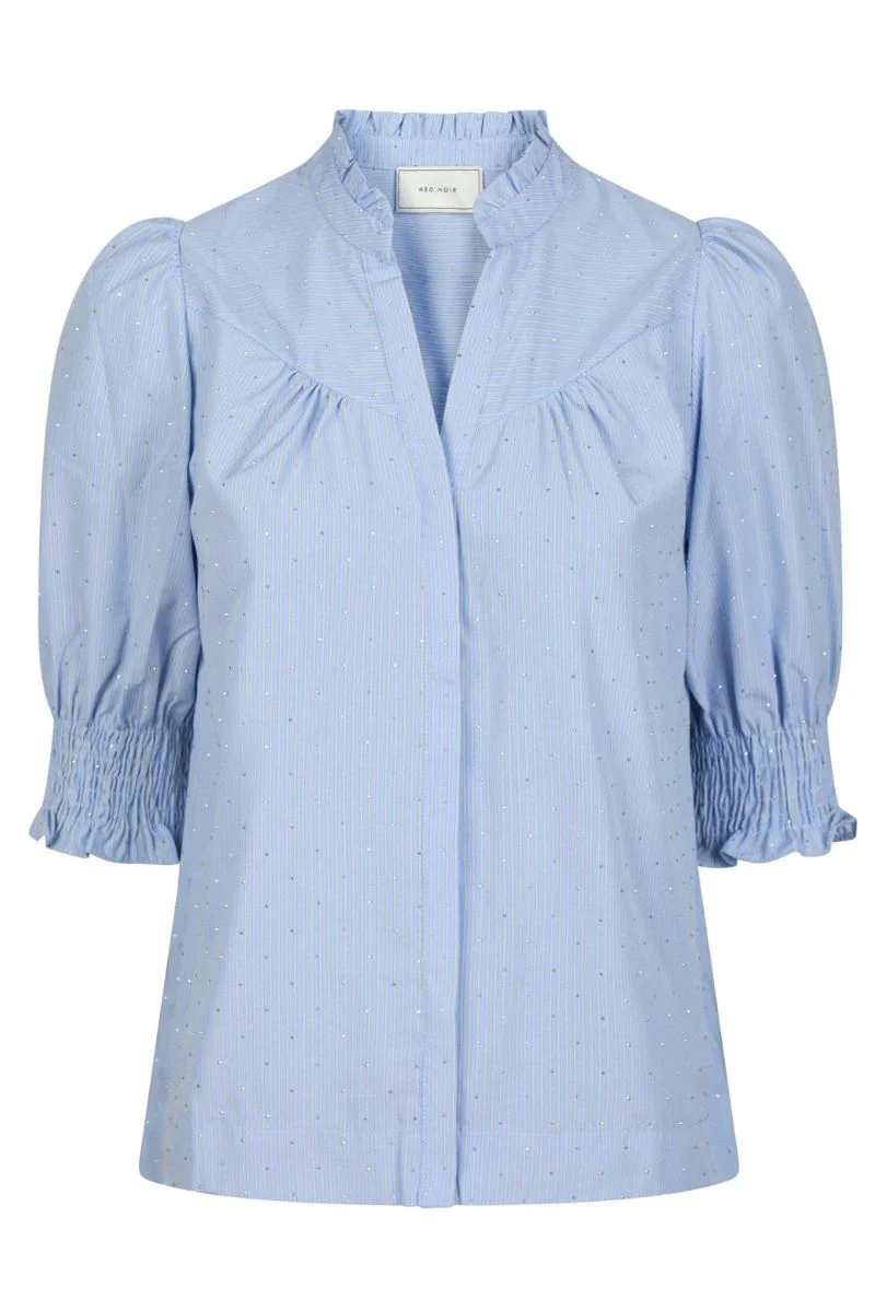 Diana B Stripe Stone Blouse 164327 | Light Blue | Bluse fra Neo Noir - Image 2