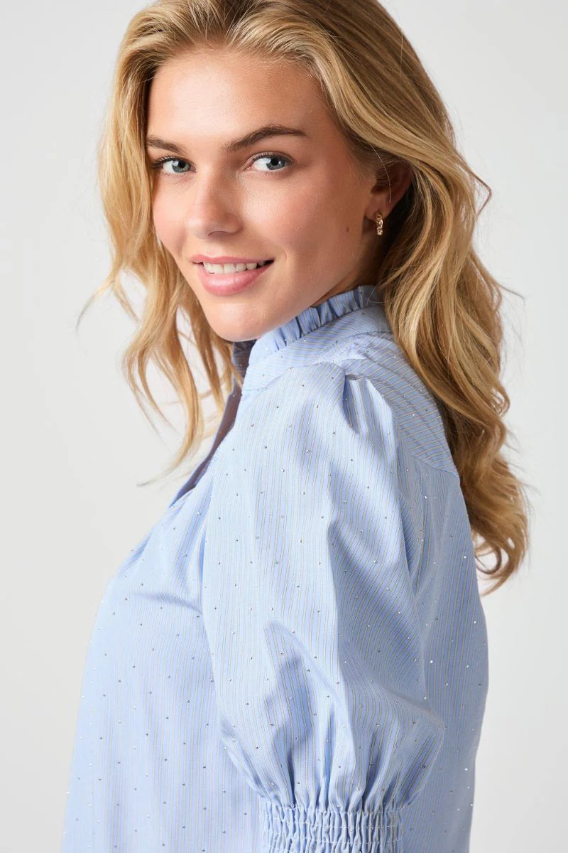Diana B Stripe Stone Blouse 164327 | Light Blue | Bluse fra Neo Noir - Image 7