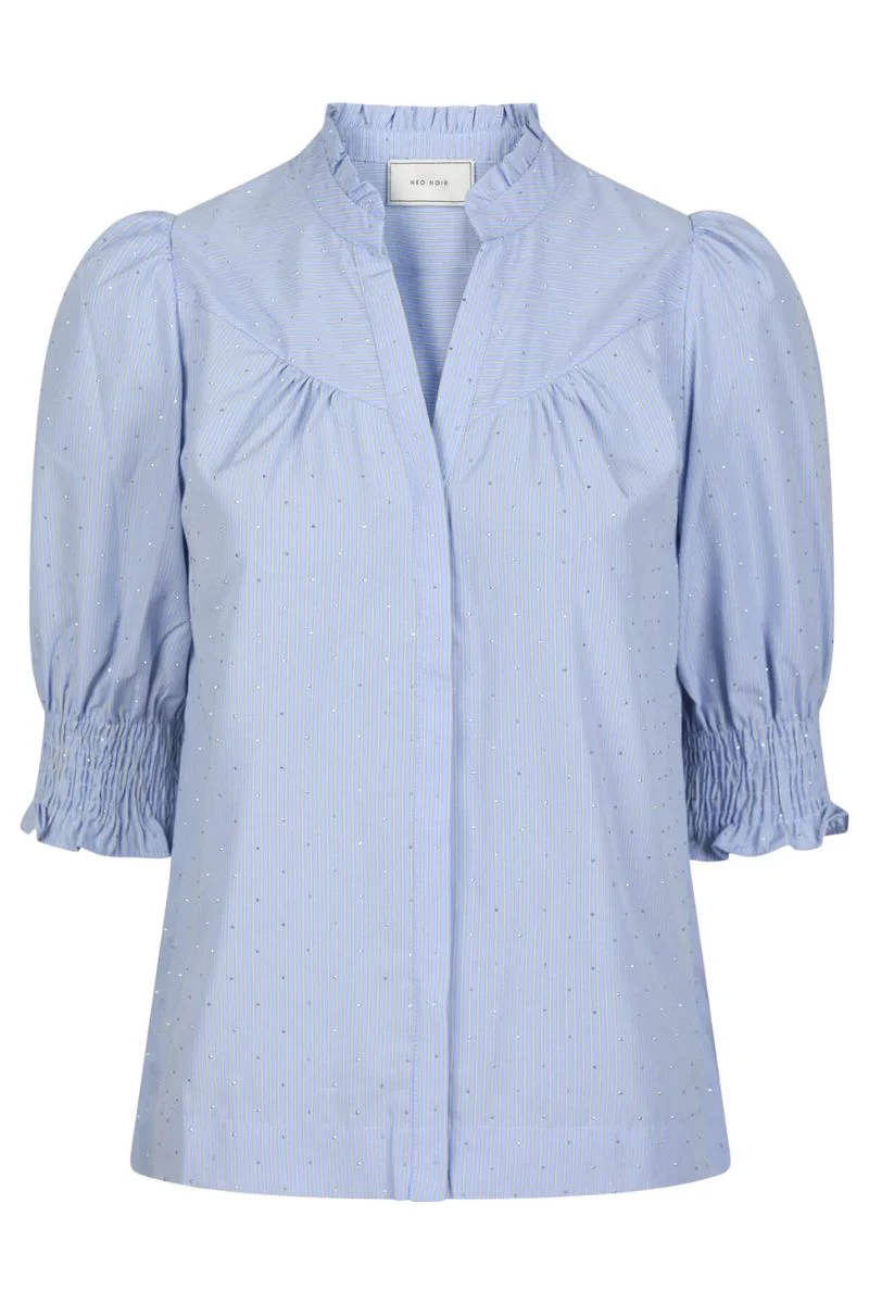 Diana Stripy Stone Blouse | Light Blue | Bluse fra Neo Noir - Image 2