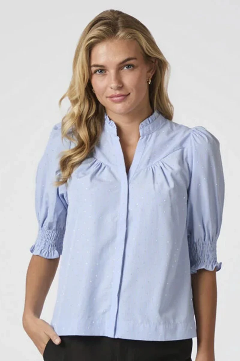 Diana Stripy Stone Blouse | Light Blue | Bluse fra Neo Noir - Image 5