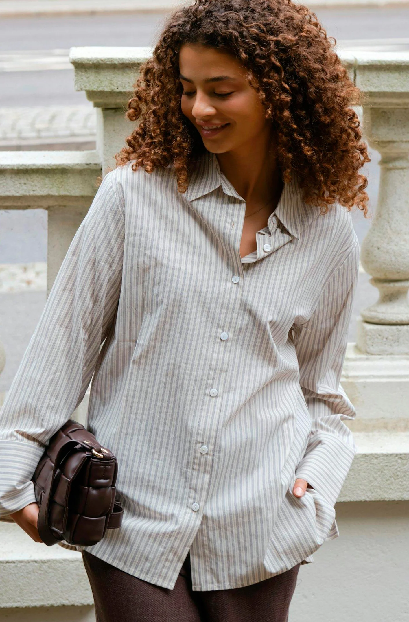 Dita Double Stripe Shirt | Creme | Bluse fra Neo Noir