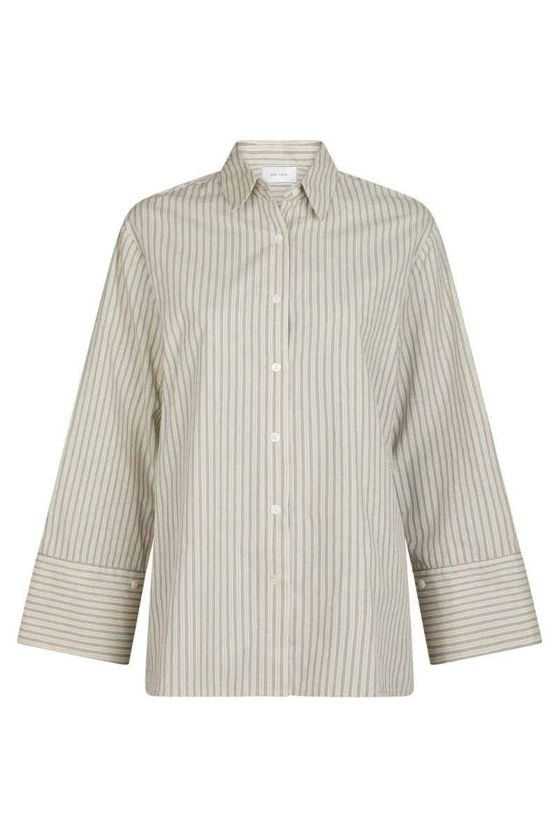 Dita Double Stripe Shirt | Creme | Bluse fra Neo Noir - Image 3