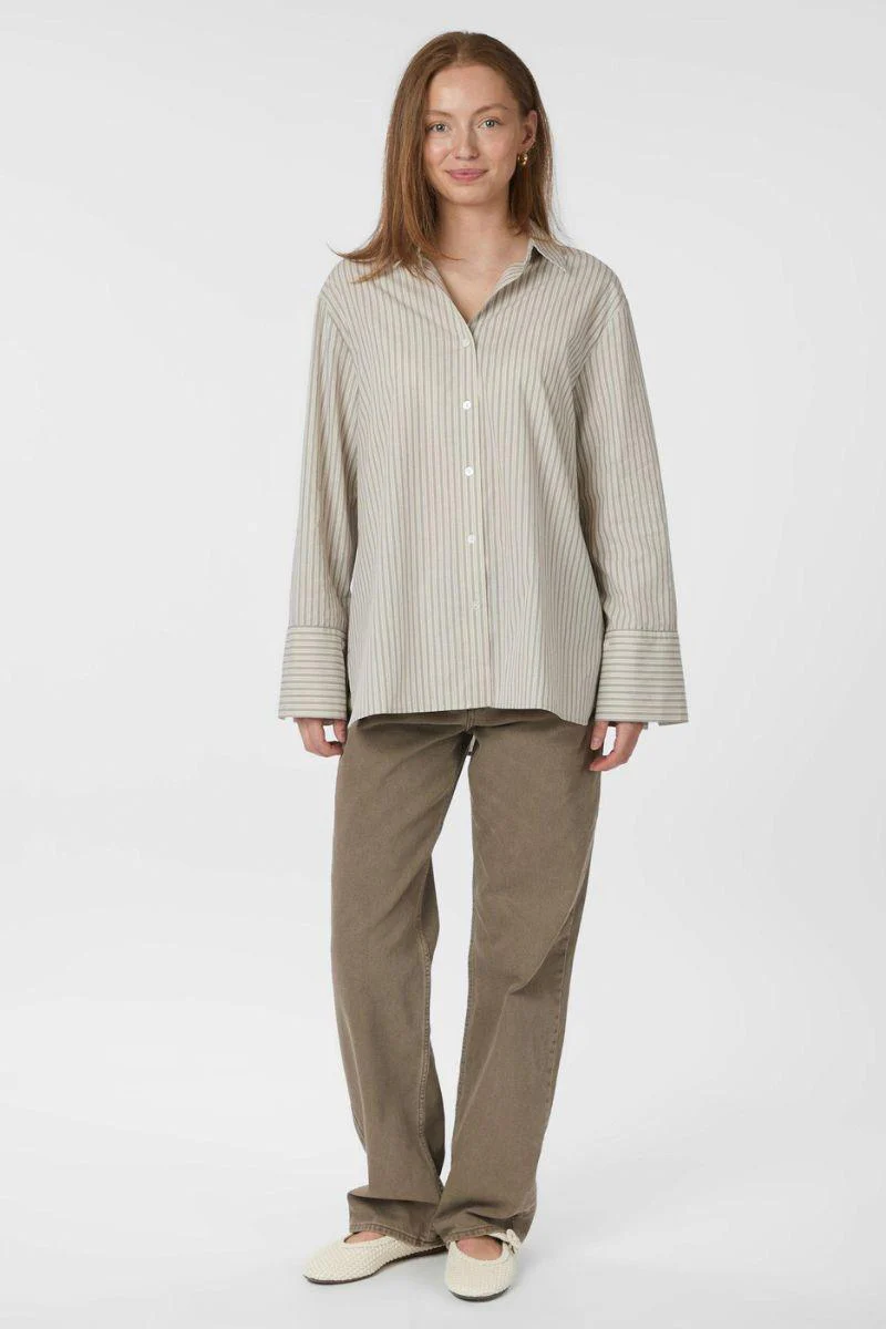 Dita Double Stripe Shirt | Creme | Bluse fra Neo Noir - Image 6